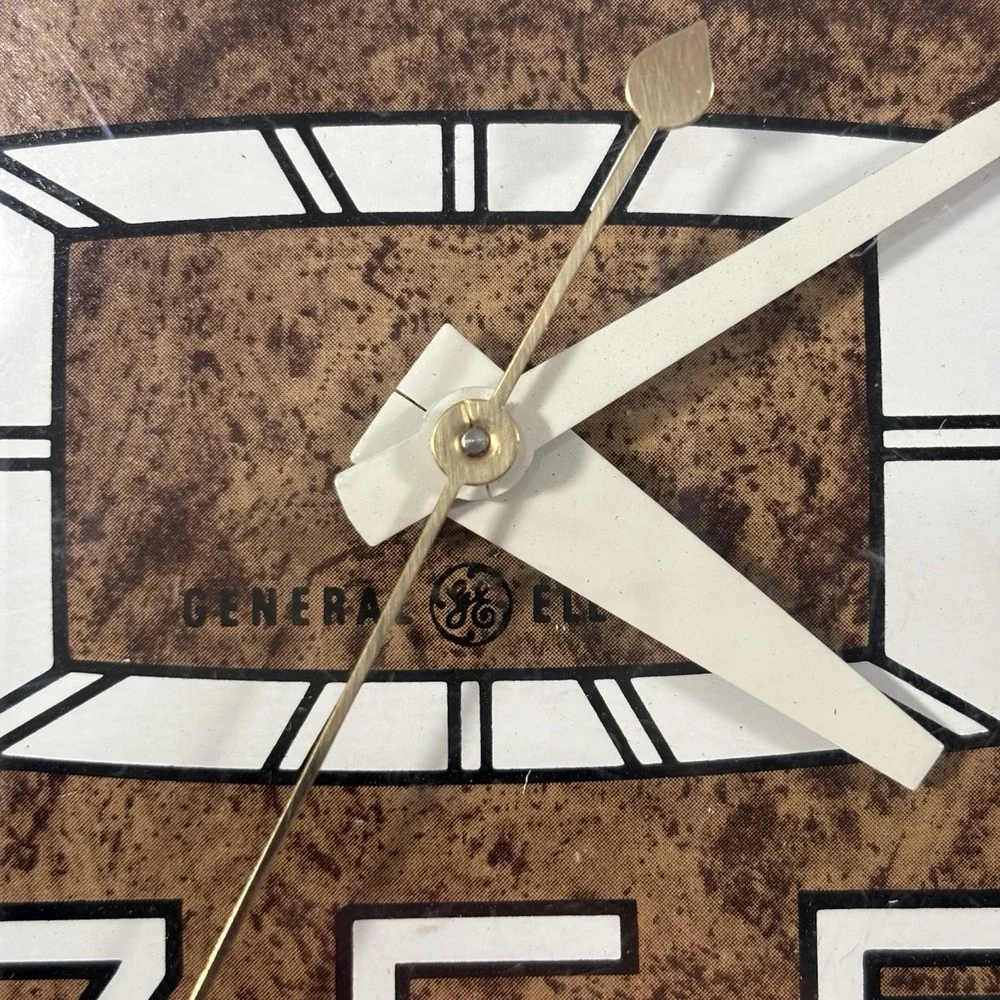GE Retro 1970s Analog Electric Wall Clock Brown